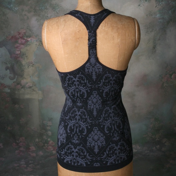 Climawear Black Gray Damask Seamless Workout Top S - Picture 5 of 9